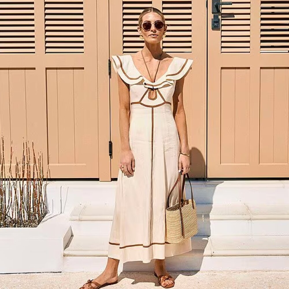 M.G. Style x Antonio Melani Kurry Flounce Shoulder Tie Neck Cut Out NWT